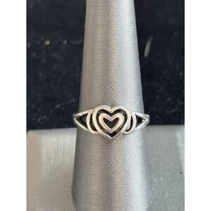 Sterling Silver Southwestern Style Double Heart Ring Sz 8.5